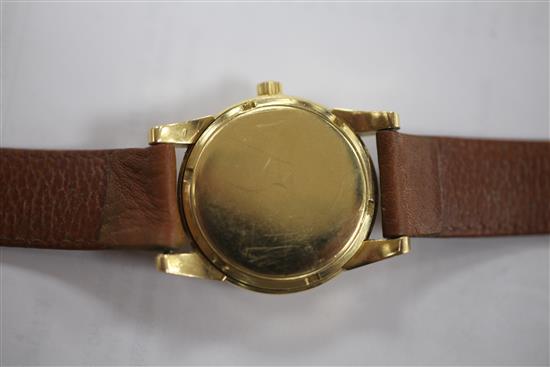 A gentlemans early 1950s 18ct gold Omega Seamaster automatic wrist watch,